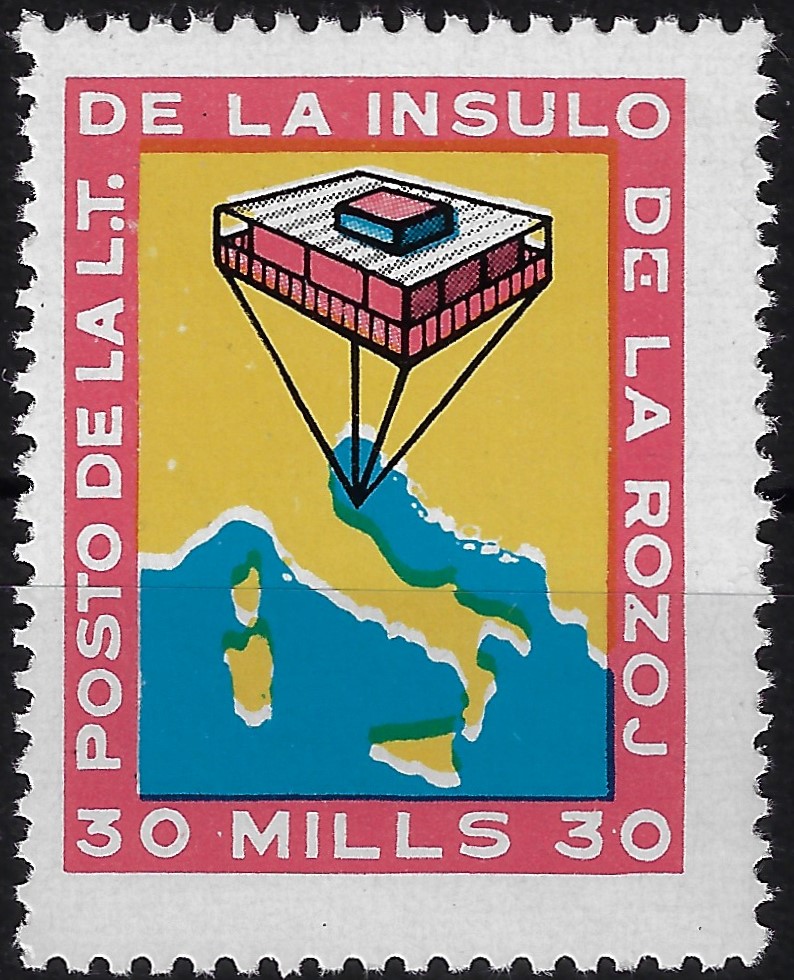 1968 Primo francobollo Isola delle Rose 30 mills
