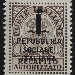 1944 Recapito Autorizzato fascio e scritta 10 c bruno
